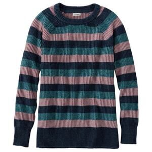 L.L. Bean Women’s Sz S Pink Blue Stripe Pullover Sweater Coastal Cotton